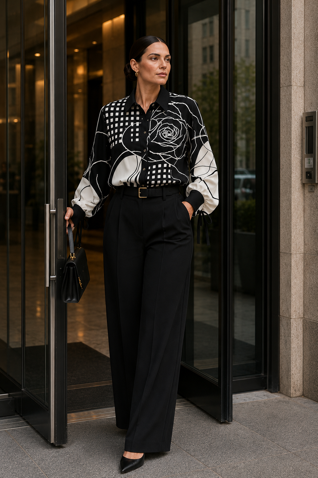 Silk Black Rose Print Blouse – Classic Alison