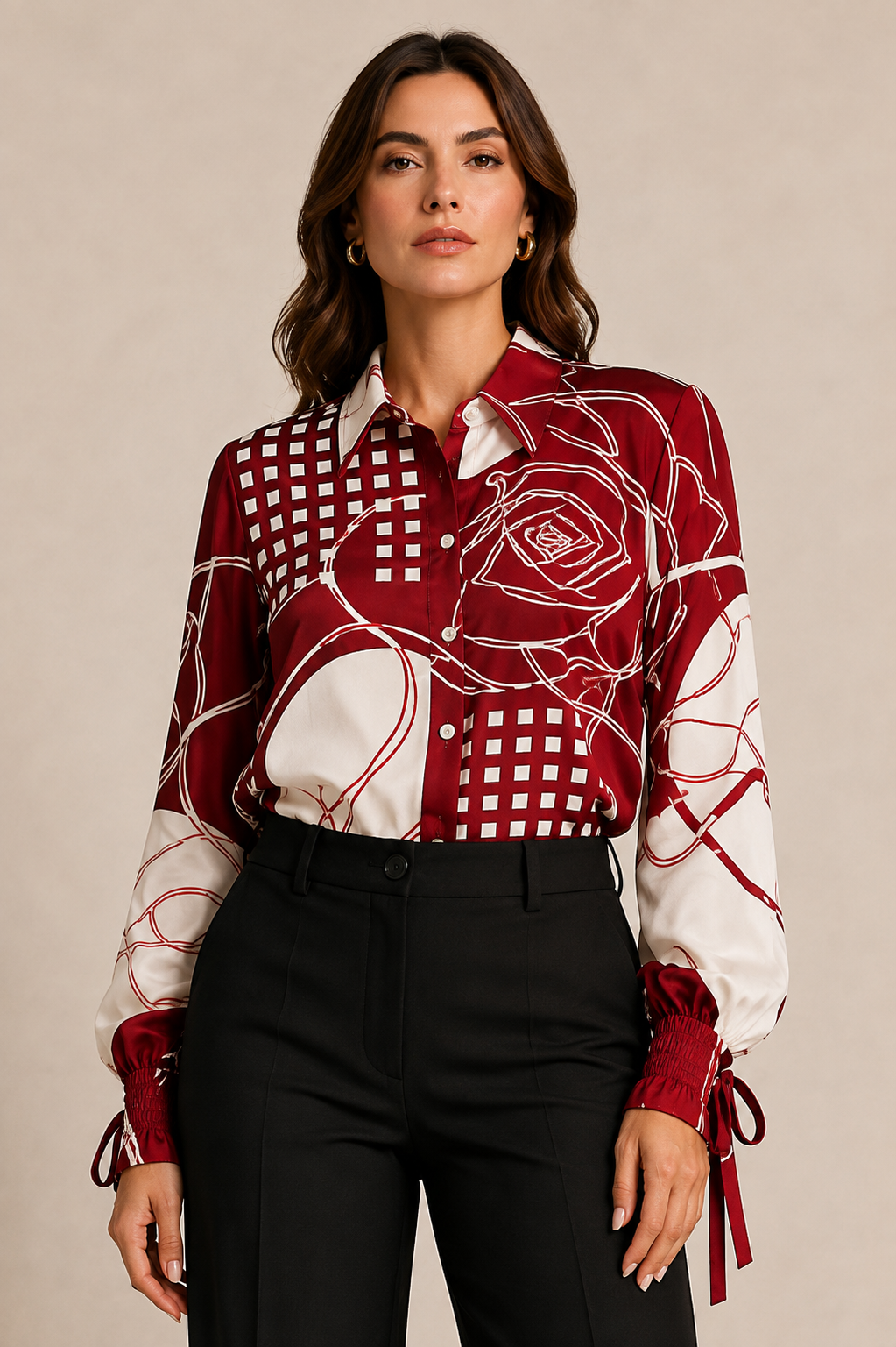 Silk Black Rose Print Blouse – Classic Alison