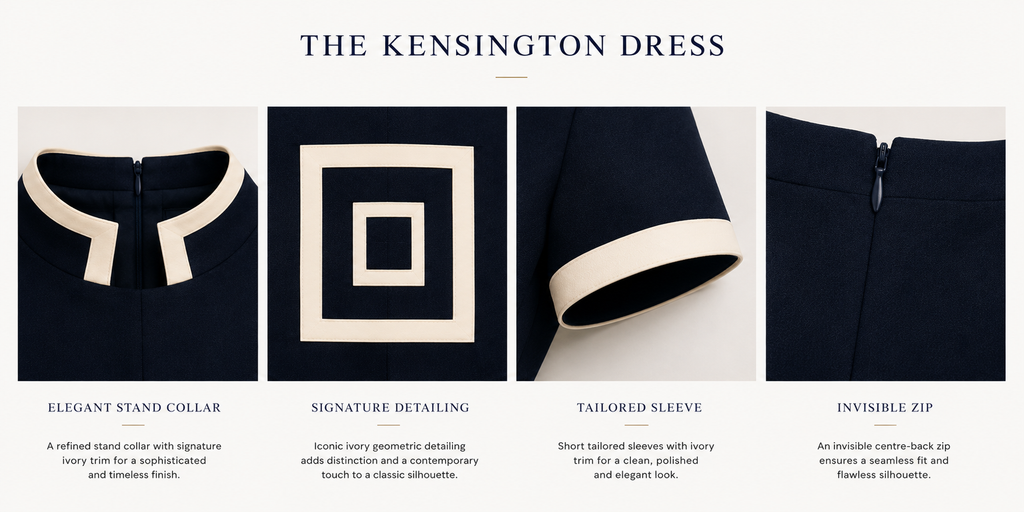 Kensington Navy Wool Tailored Midi Dress – The Kensington Dress